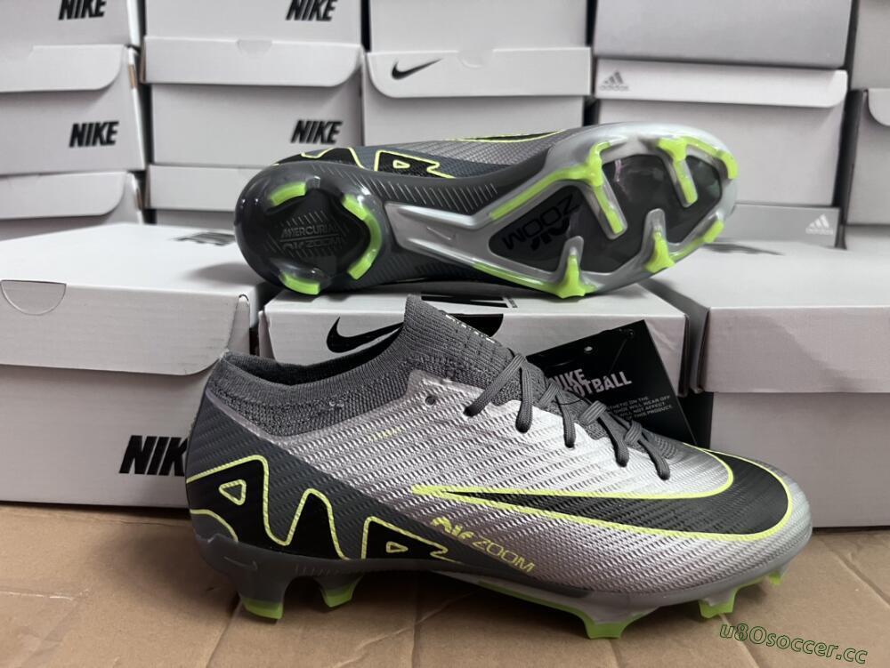 Men's Nike Air Zoom Mercurial Vapor 15 Elite FG Firm Ground Low-Tops Football Boots - Silver/Black/Yellow
