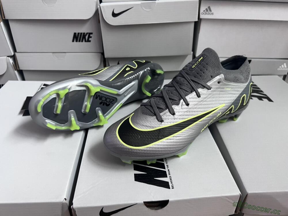 Men's Nike Air Zoom Mercurial Vapor 15 Elite FG Firm Ground Low-Tops Football Boots - Silver/Black/Yellow