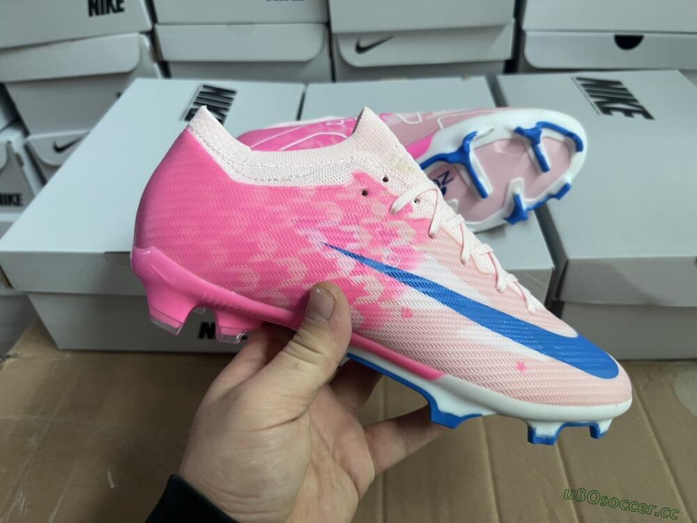 Unisex Nike Air Zoom Mercurial Vapor 15 Elite FG Firm Ground Low-Tops Football Boots - Beige/Pink/Blue