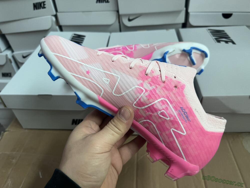 Unisex Nike Air Zoom Mercurial Vapor 15 Elite FG Firm Ground Low-Tops Football Boots - Beige/Pink/Blue