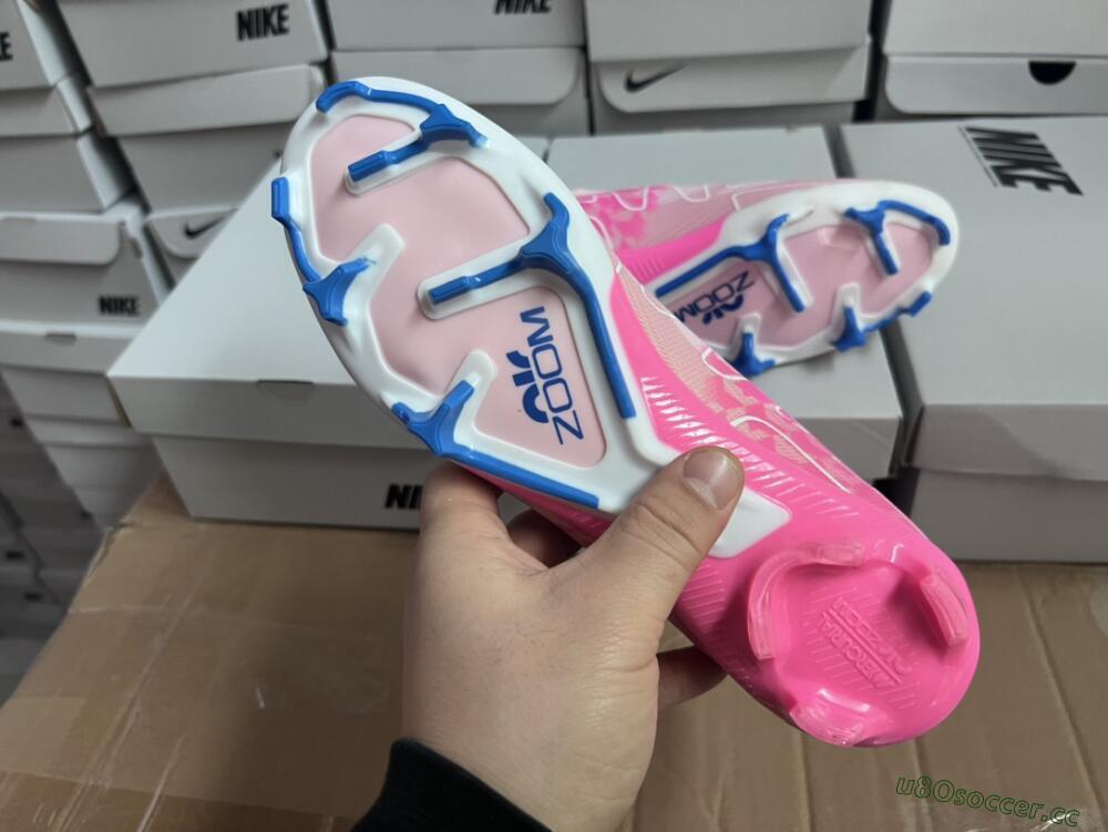 Unisex Nike Air Zoom Mercurial Vapor 15 Elite FG Firm Ground Low-Tops Football Boots - Beige/Pink/Blue