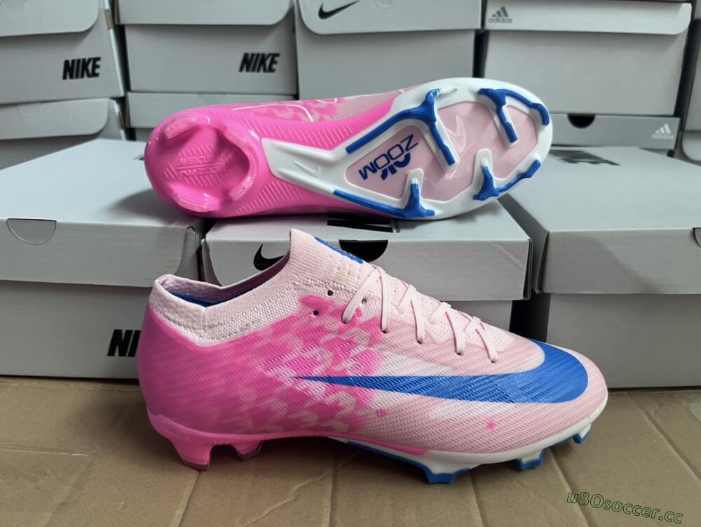 Unisex Nike Air Zoom Mercurial Vapor 15 Elite FG Firm Ground Low-Tops Football Boots - Beige/Pink/Blue