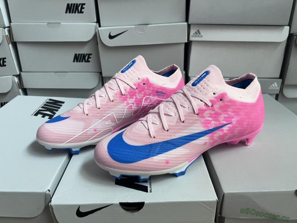 Unisex Nike Air Zoom Mercurial Vapor 15 Elite FG Firm Ground Low-Tops Football Boots - Beige/Pink/Blue