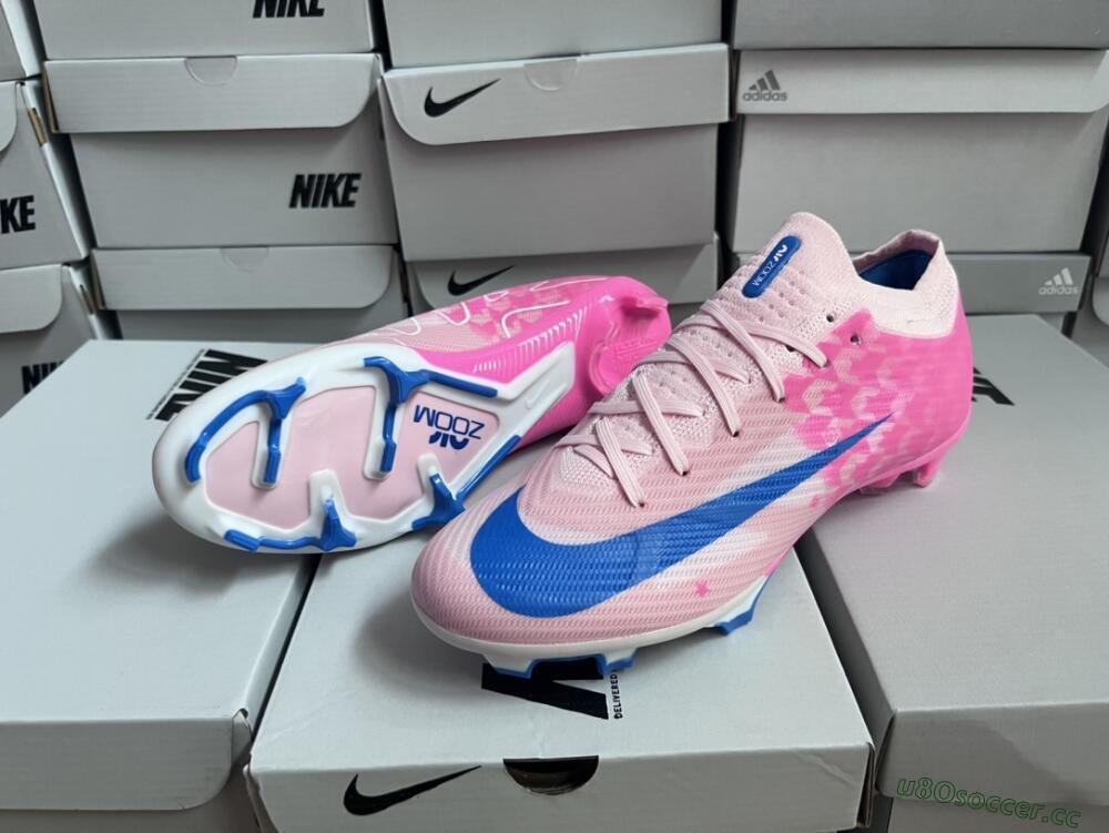 Unisex Nike Air Zoom Mercurial Vapor 15 Elite FG Firm Ground Low-Tops Football Boots - Beige/Pink/Blue