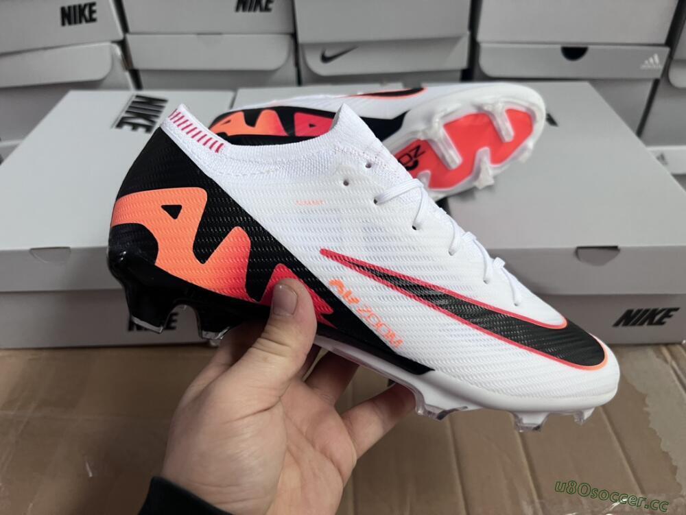 Unisex Nike Air Zoom Mercurial Vapor 15 Elite FG Firm Ground Low-Tops Football Boots - White/Orange/Black