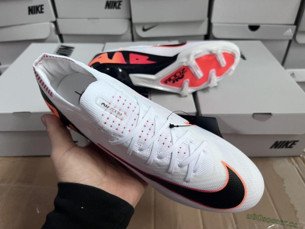 Unisex Nike Air Zoom Mercurial Vapor 15 Elite FG Firm Ground Low-Tops Football Boots - White/Orange/Black