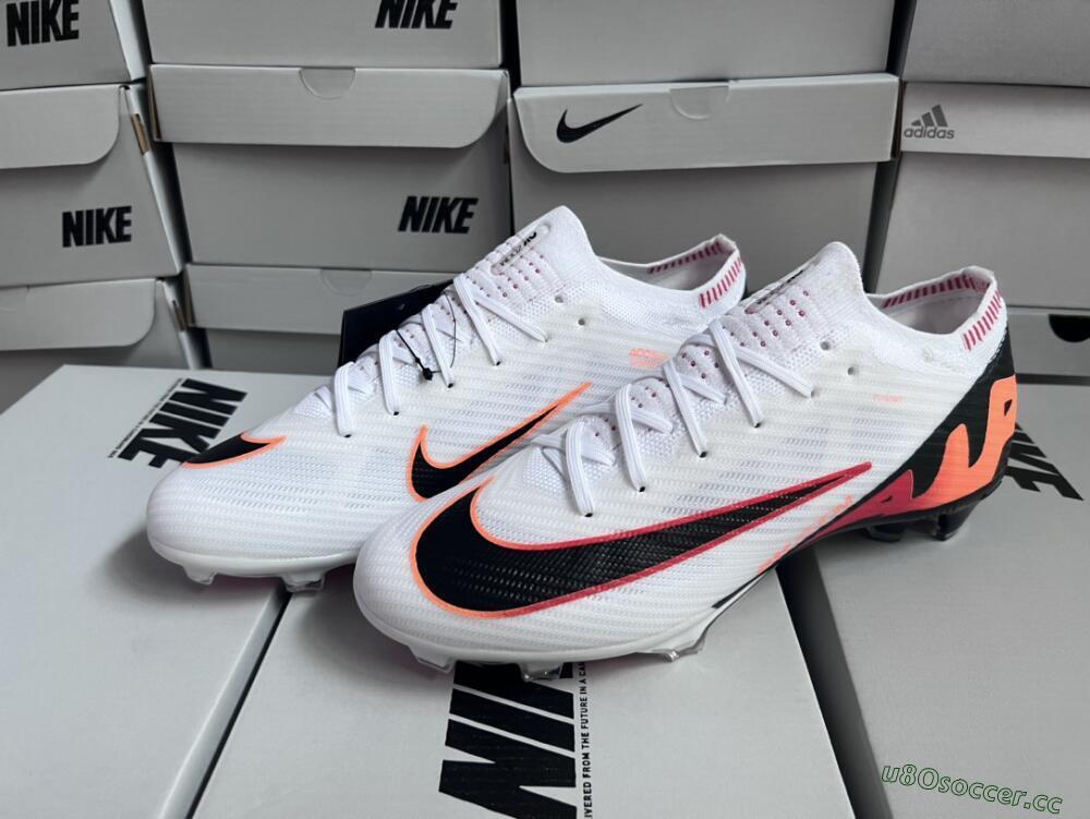 Unisex Nike Air Zoom Mercurial Vapor 15 Elite FG Firm Ground Low-Tops Football Boots - White/Orange/Black