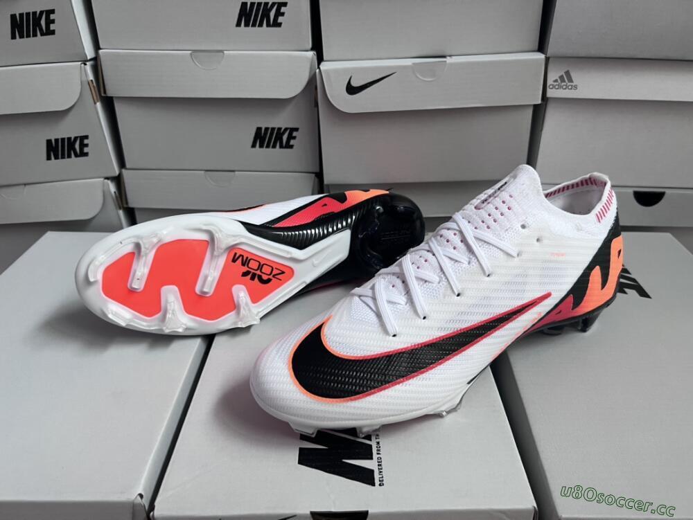 Unisex Nike Air Zoom Mercurial Vapor 15 Elite FG Firm Ground Low-Tops Football Boots - White/Orange/Black