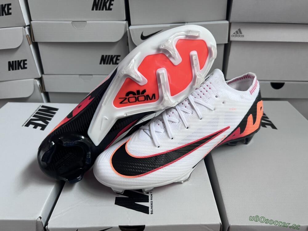 Unisex Nike Air Zoom Mercurial Vapor 15 Elite FG Firm Ground Low-Tops Football Boots - White/Orange/Black