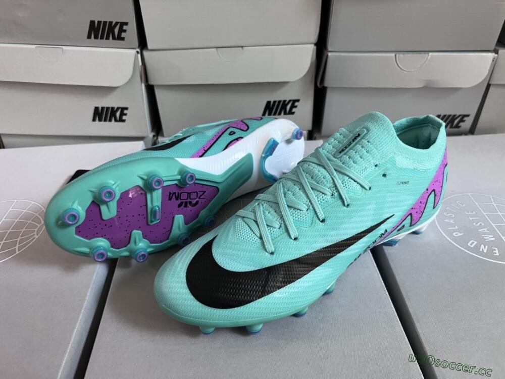 Unisex Nike Air Zoom Mercurial Vapor 15 Elite AG Artificial Grass Low-Tops Football Boots - Jade/Purple/Black
