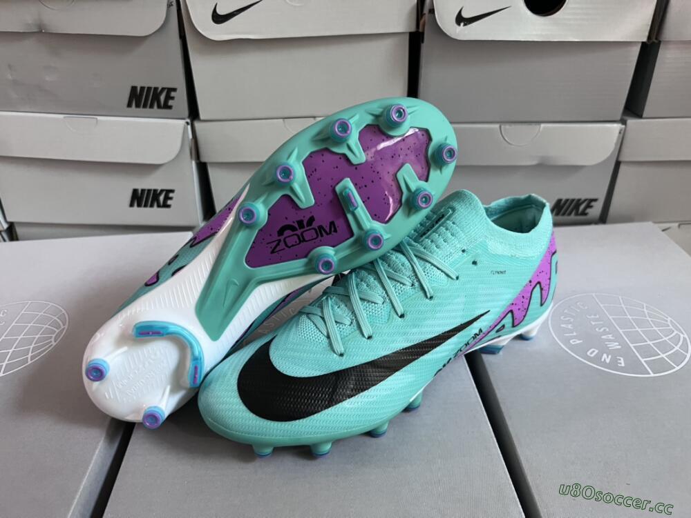 Unisex Nike Air Zoom Mercurial Vapor 15 Elite AG Artificial Grass Low-Tops Football Boots - Jade/Purple/Black