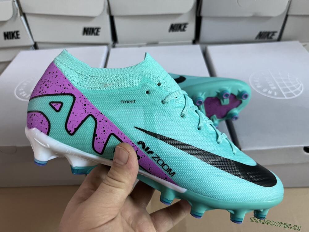 Unisex Nike Air Zoom Mercurial Vapor 15 Elite AG Artificial Grass Low-Tops Football Boots - Jade/Purple/Black