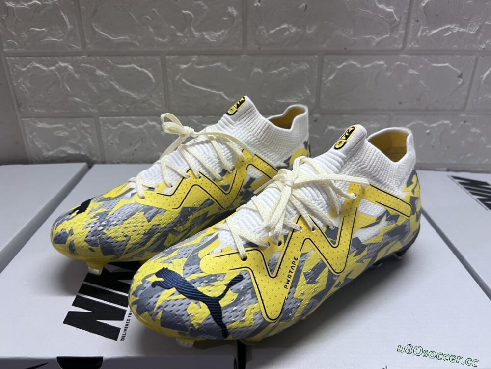 Men's Puma Future Ultimate FG Firm Ground Low-Tops Football Boots - Yellow/White/Grey