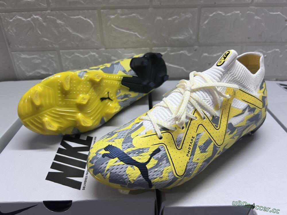 Men's Puma Future Ultimate FG Firm Ground Low-Tops Football Boots - Yellow/White/Grey