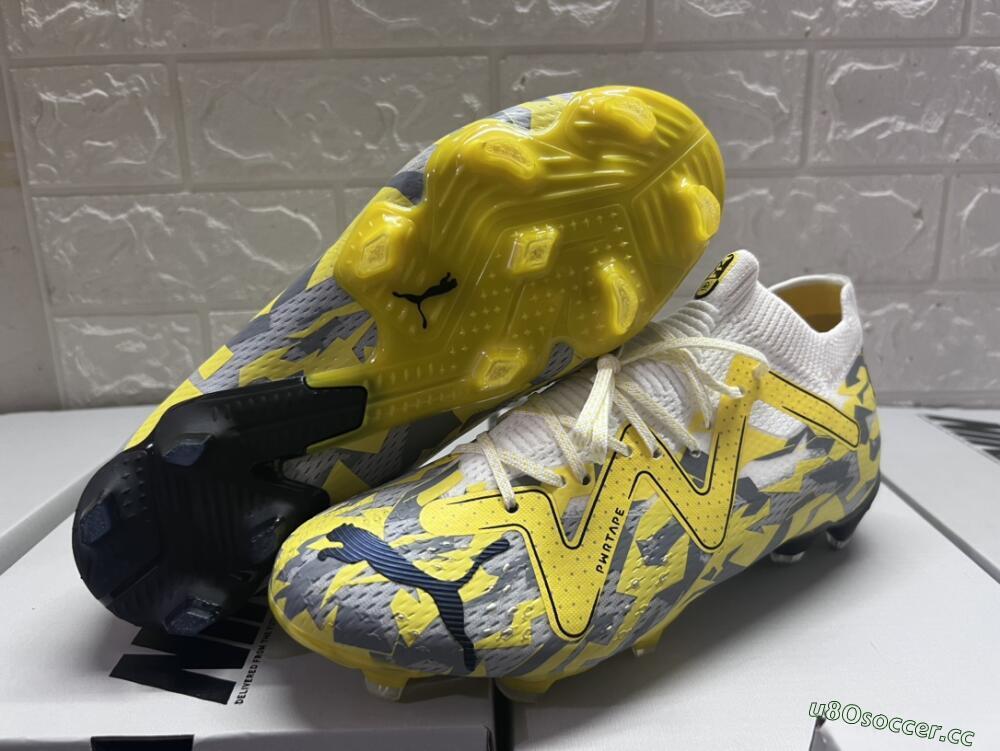 Men's Puma Future Ultimate FG Firm Ground Low-Tops Football Boots - Yellow/White/Grey