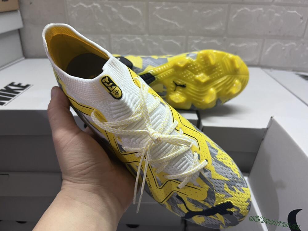 Men's Puma Future Ultimate FG Firm Ground Low-Tops Football Boots - Yellow/White/Grey