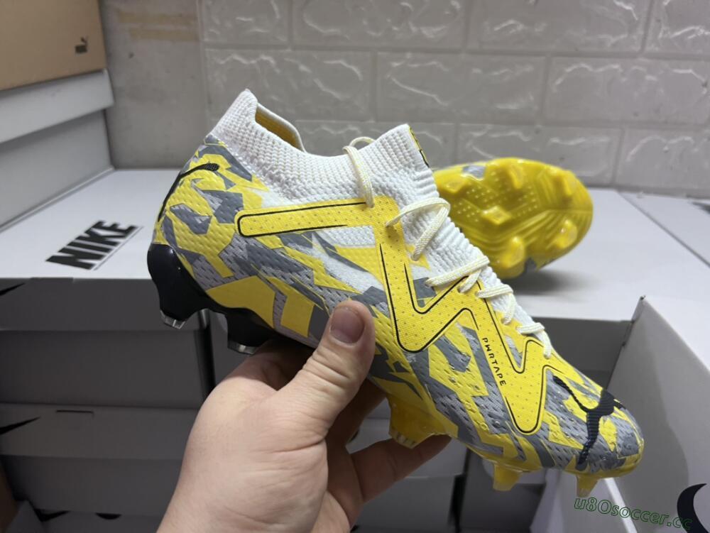 Men's Puma Future Ultimate FG Firm Ground Low-Tops Football Boots - Yellow/White/Grey
