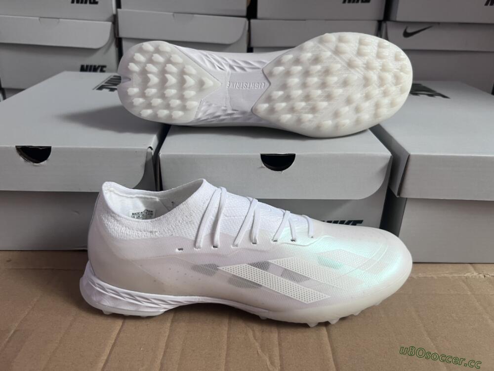 Men's Adidas X Crazyfast.1 TF Artificial Turf Low-Tops Football Shoes - White/Silver