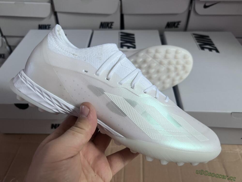 Men's Adidas X Crazyfast.1 TF Artificial Turf Low-Tops Football Shoes - White/Silver