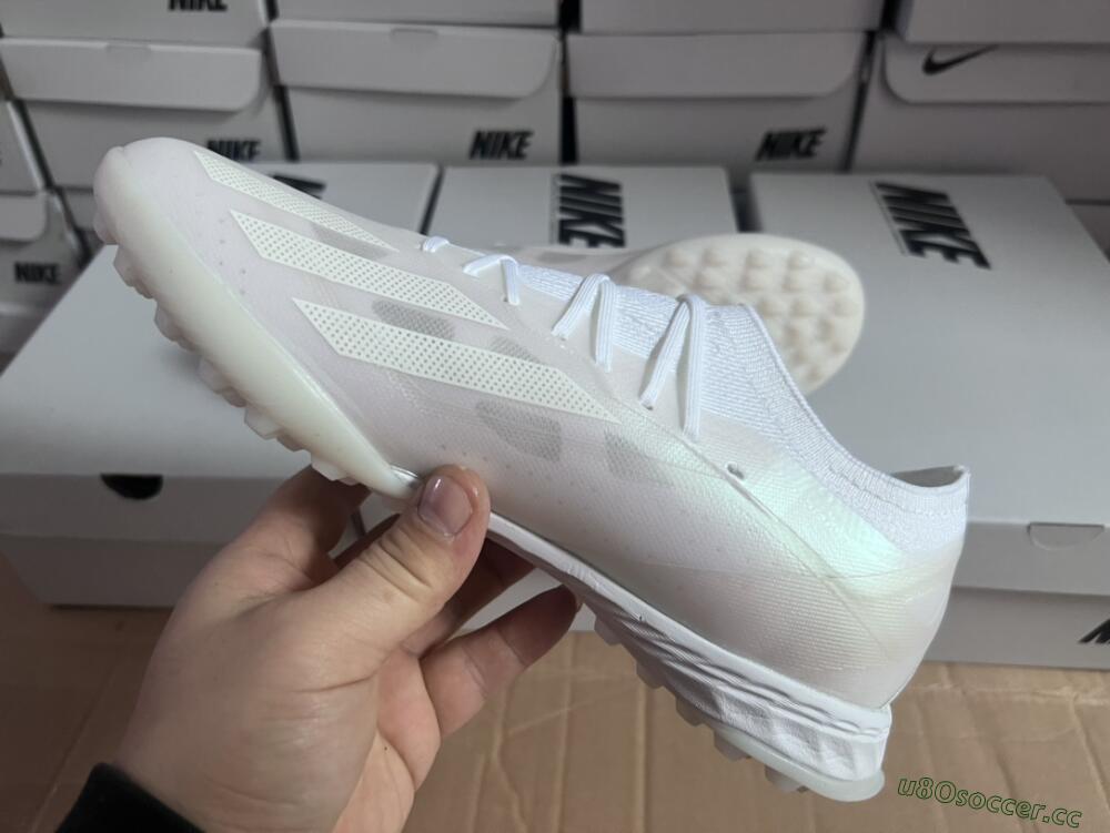 Men's Adidas X Crazyfast.1 TF Artificial Turf Low-Tops Football Shoes - White/Silver