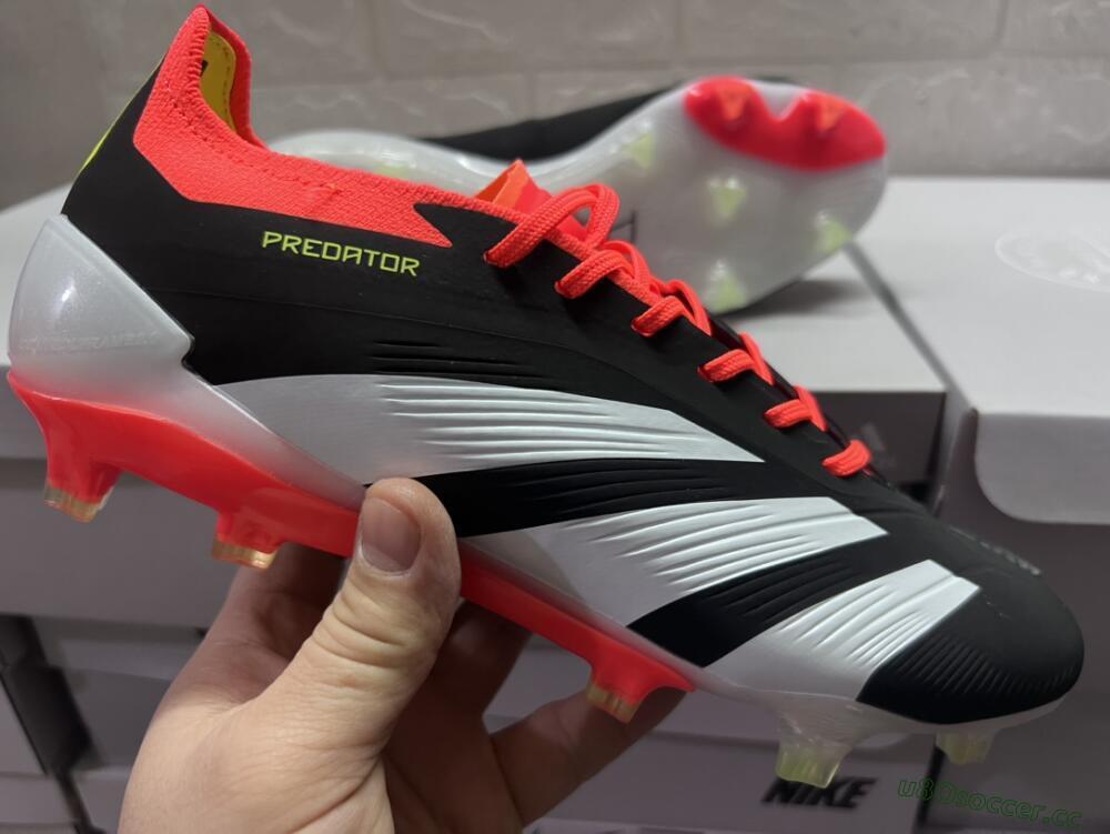 Men's Adidas Predator Accuracy.1 FG Firm Ground Low-Tops Football Boots - Black/White/Red