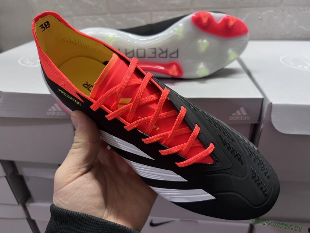 Men's Adidas Predator Accuracy.1 FG Firm Ground Low-Tops Football Boots - Black/White/Red