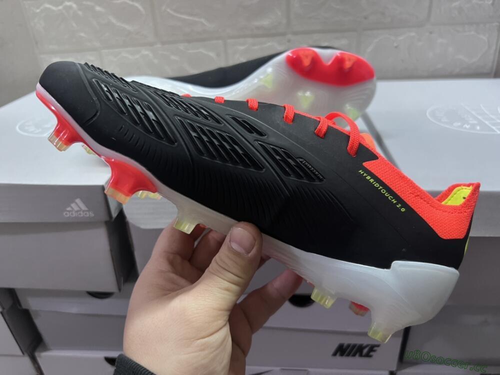 Men's Adidas Predator Accuracy.1 FG Firm Ground Low-Tops Football Boots - Black/White/Red