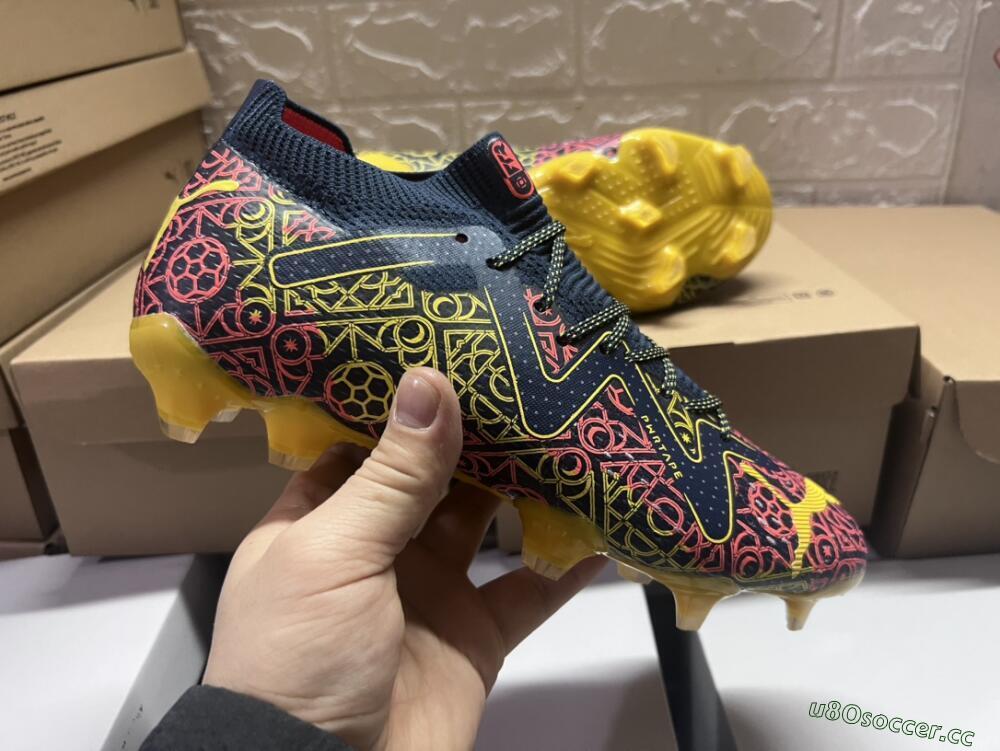 Men's Puma Future Ultimate Limited Edition FG Firm Ground Low-Tops Football Boots - Blue/Yellow/Red