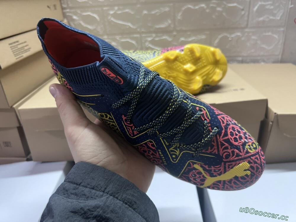 Men's Puma Future Ultimate Limited Edition FG Firm Ground Low-Tops Football Boots - Blue/Yellow/Red