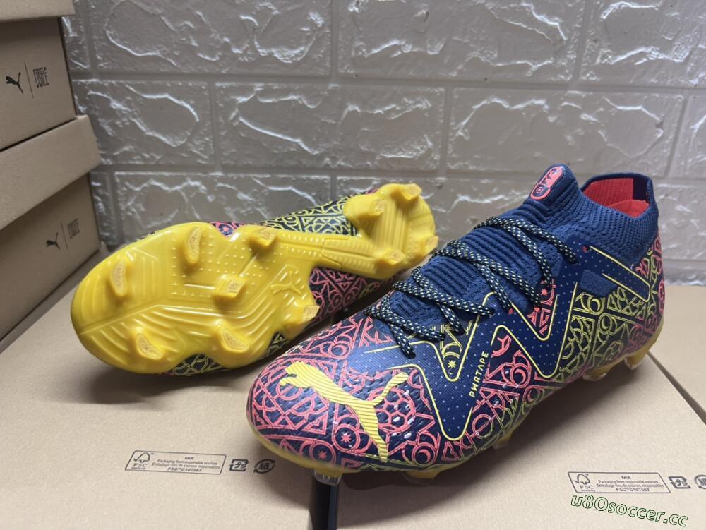 Men's Puma Future Ultimate Limited Edition FG Firm Ground Low-Tops Football Boots - Blue/Yellow/Red