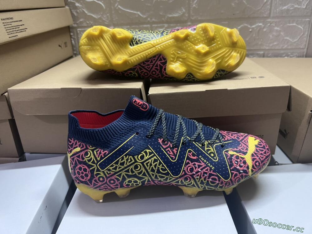 Men's Puma Future Ultimate Limited Edition FG Firm Ground Low-Tops Football Boots - Blue/Yellow/Red