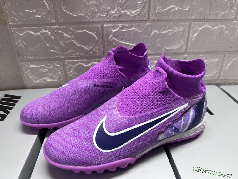 Men's Nike Phantom GX Elite DF Link TF Artificial Turf High-Tops Football Shoes - Purple/Black/White