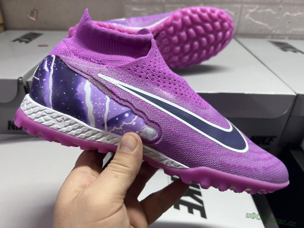 Men's Nike Phantom GX Elite DF Link TF Artificial Turf High-Tops Football Shoes - Purple/Black/White