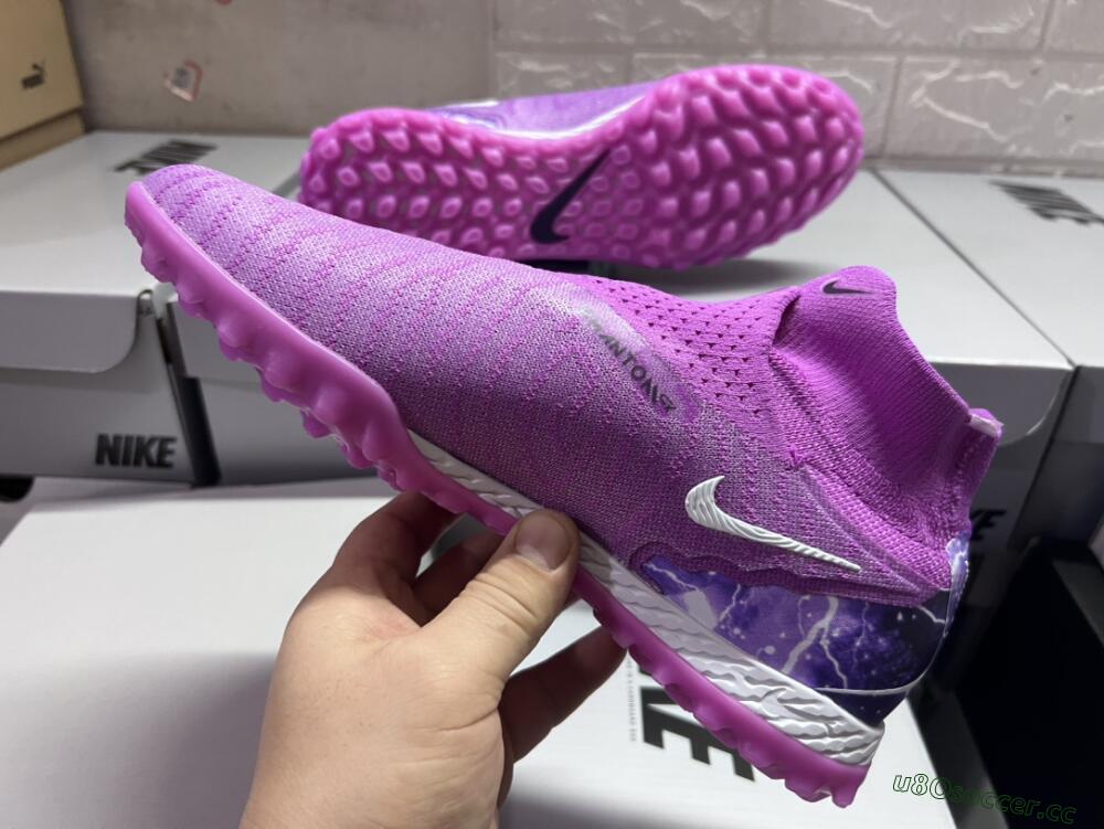 Men's Nike Phantom GX Elite DF Link TF Artificial Turf High-Tops Football Shoes - Purple/Black/White
