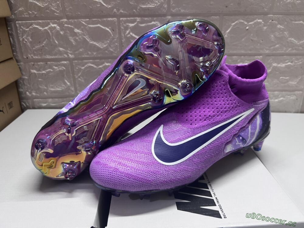 Men's Nike Phantom GX DF Elite FG Firm Ground High-Tops Football Boots - Purple/Black/White/Gold