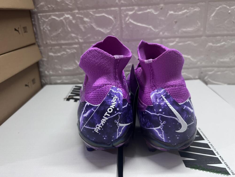 Men's Nike Phantom GX DF Elite FG Firm Ground High-Tops Football Boots - Purple/Black/White/Gold