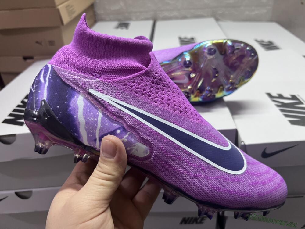 Men's Nike Phantom GX DF Elite FG Firm Ground High-Tops Football Boots - Purple/Black/White/Gold
