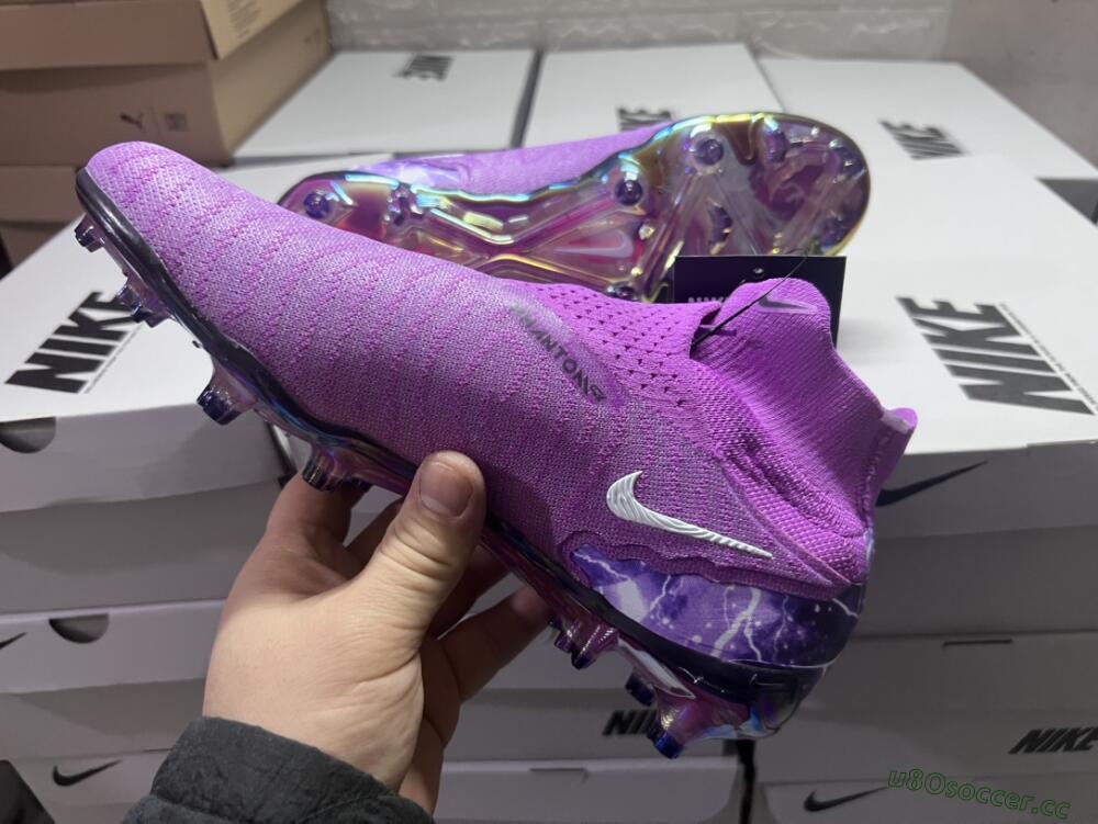 Men's Nike Phantom GX DF Elite FG Firm Ground High-Tops Football Boots - Purple/Black/White/Gold