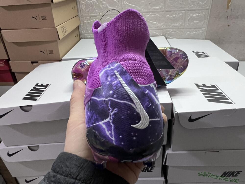 Men's Nike Phantom GX DF Elite FG Firm Ground High-Tops Football Boots - Purple/Black/White/Gold
