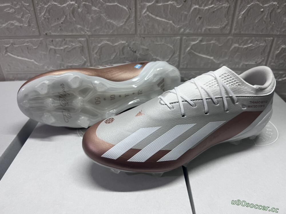 Men's Adidas X Crazyfast.1 FG Firm Ground Low-Tops Football Boots - Silver/White/Brown