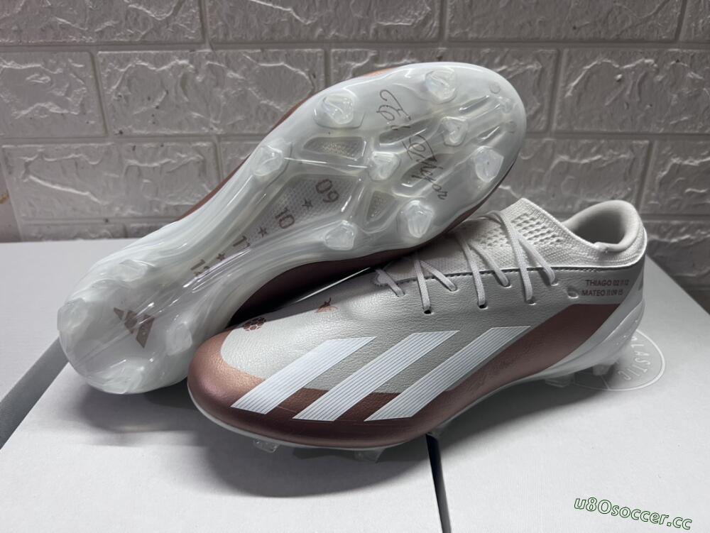 Men's Adidas X Crazyfast.1 FG Firm Ground Low-Tops Football Boots - Silver/White/Brown