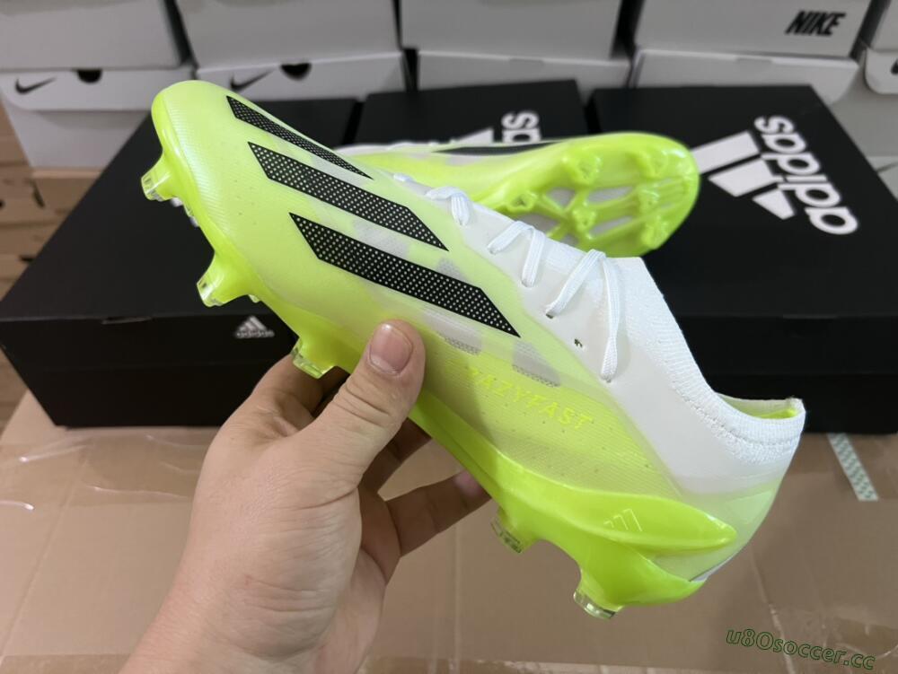 Men's Adidas X Crazyfast.1 Messi FG Firm Ground Low-Tops Football Boots - Green/Black/White