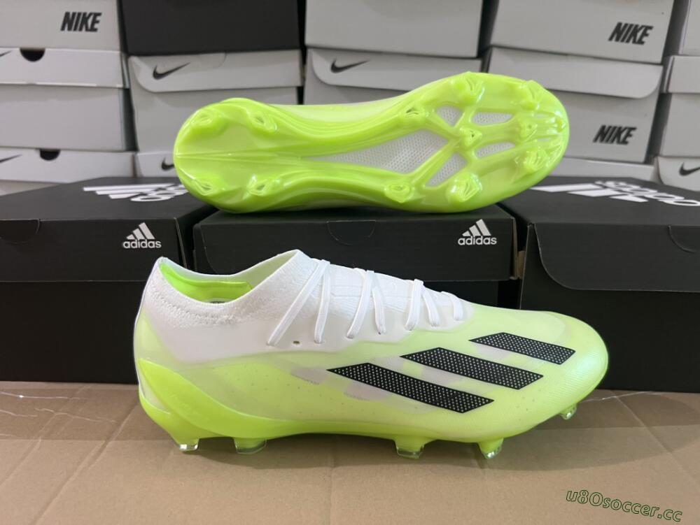 Men's Adidas X Crazyfast.1 Messi FG Firm Ground Low-Tops Football Boots - Green/Black/White