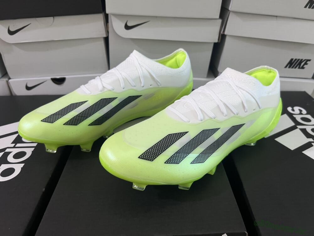 Men's Adidas X Crazyfast.1 Messi FG Firm Ground Low-Tops Football Boots - Green/Black/White