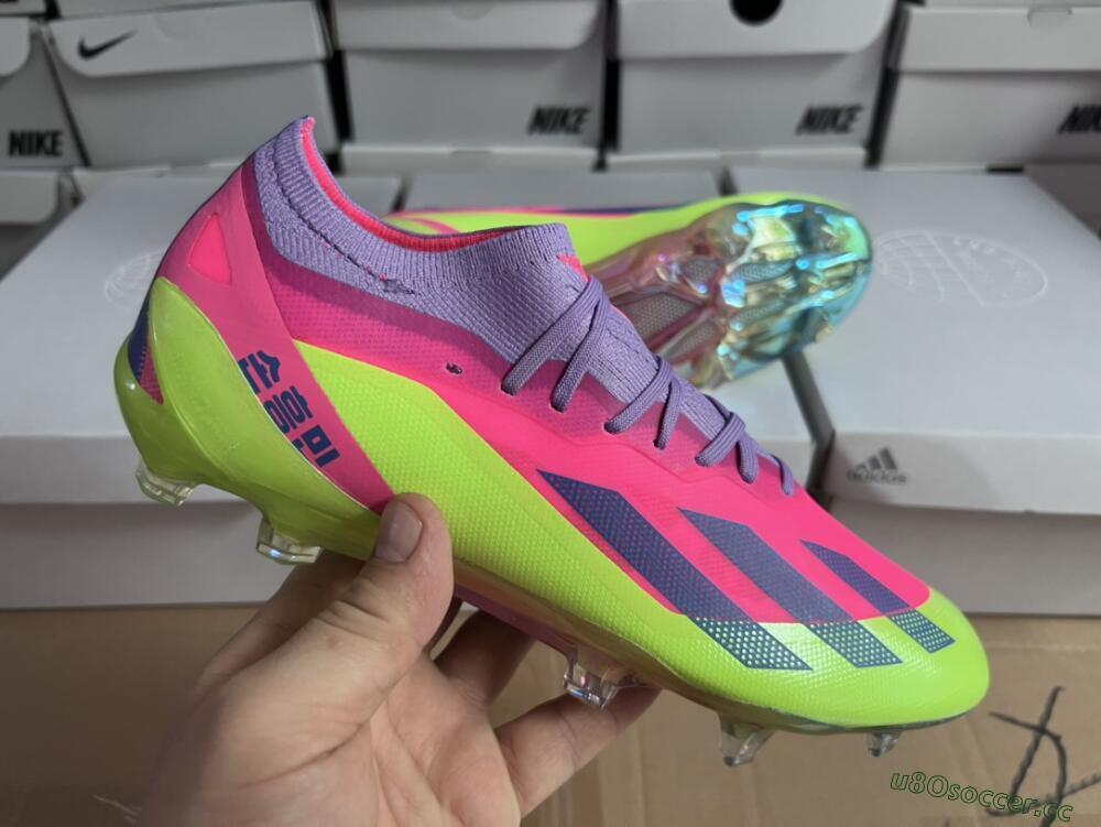 Unisex Adidas X Speedportal .1 2022 World Cup Boots FG Firm Ground Low-Tops Football Boots - Pink/Purple/Blue/Green