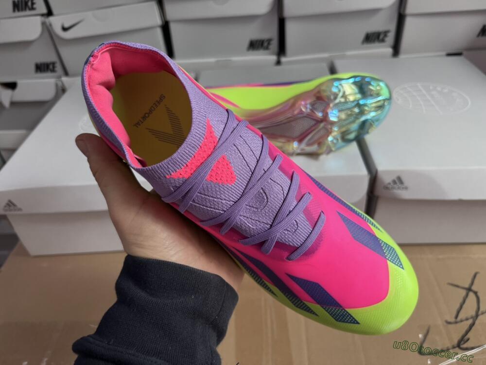 Unisex Adidas X Speedportal .1 2022 World Cup Boots FG Firm Ground Low-Tops Football Boots - Pink/Purple/Blue/Green