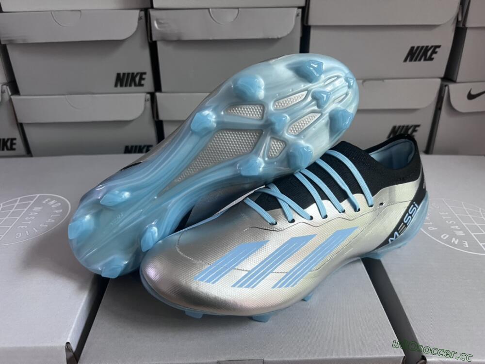 Men's Adidas X Speedportal.1 FG Firm Ground Low-Tops Football Boots - Grey/Blue/Black