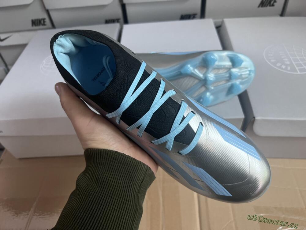 Men's Adidas X Speedportal.1 FG Firm Ground Low-Tops Football Boots - Grey/Blue/Black