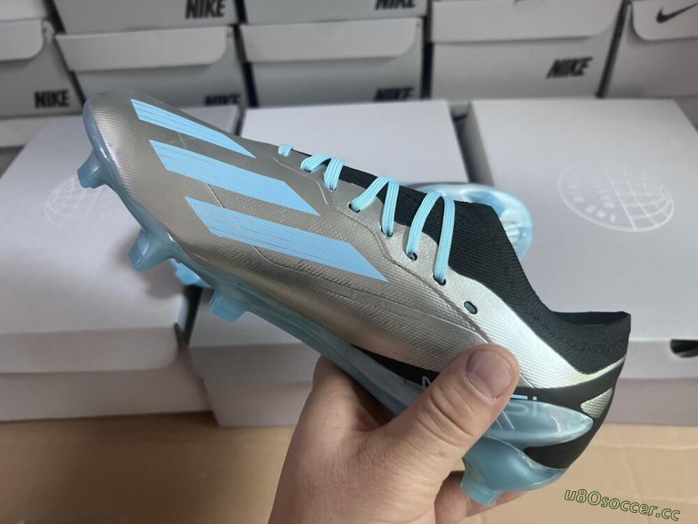 Men's Adidas X Speedportal.1 FG Firm Ground Low-Tops Football Boots - Grey/Blue/Black