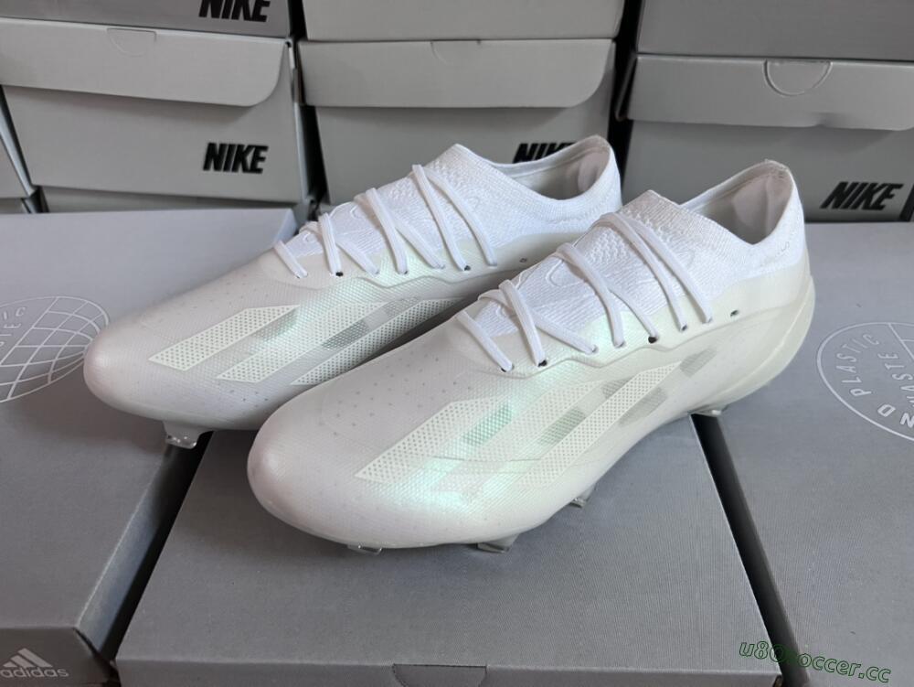 Men's Adidas X Crazyfast.1 FG Firm Ground Low-Tops Football Boots - White/White/White